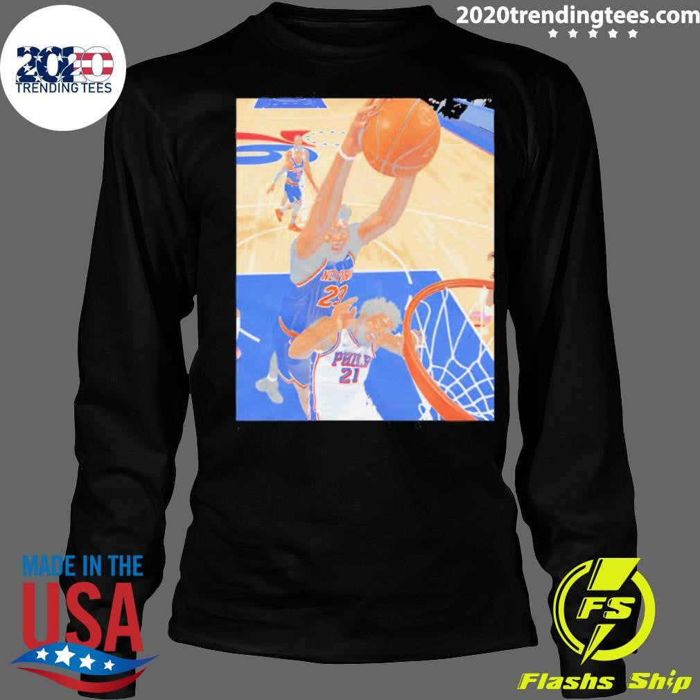Mitchell Robinson dunk Joel Embiid New York Knicks Philadelphia 76ers Playoffs 2026 Shirt