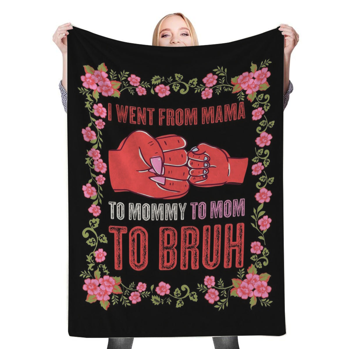 Mom To Bruh Fleece Throw Blanket