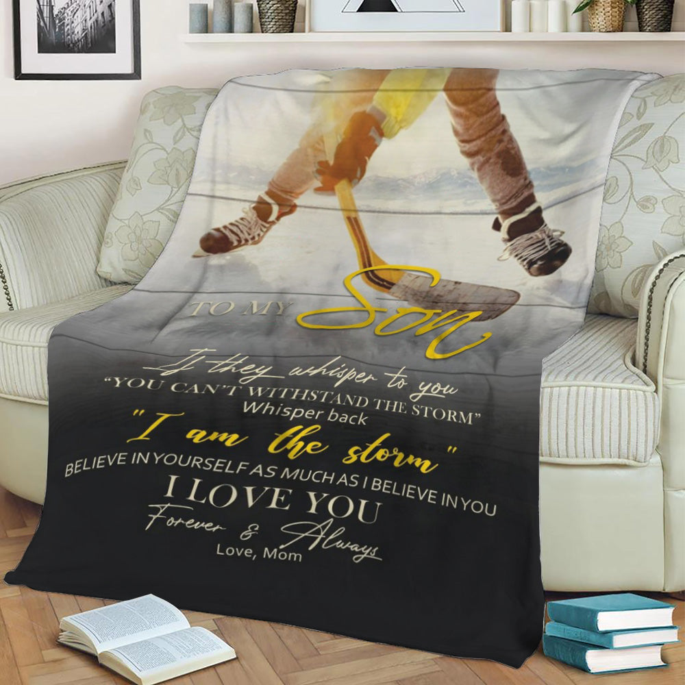 Mom To my Son Fleece Throw Blanket