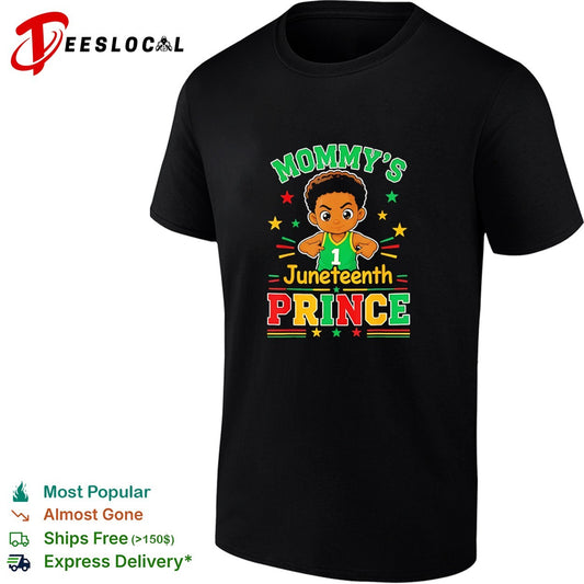 Mommy’s Juneteenth prince little boy basketball celebration shirt