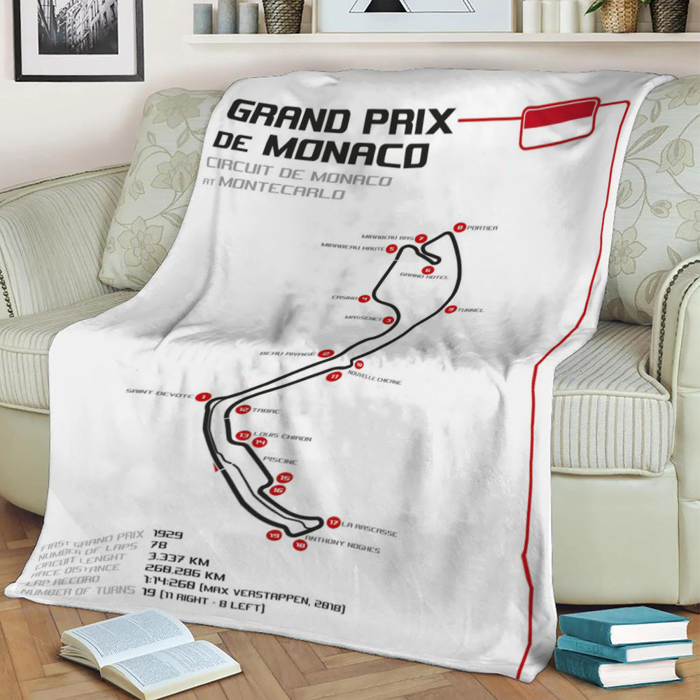 Monaco Grand Prix Fleece Throw Blanket