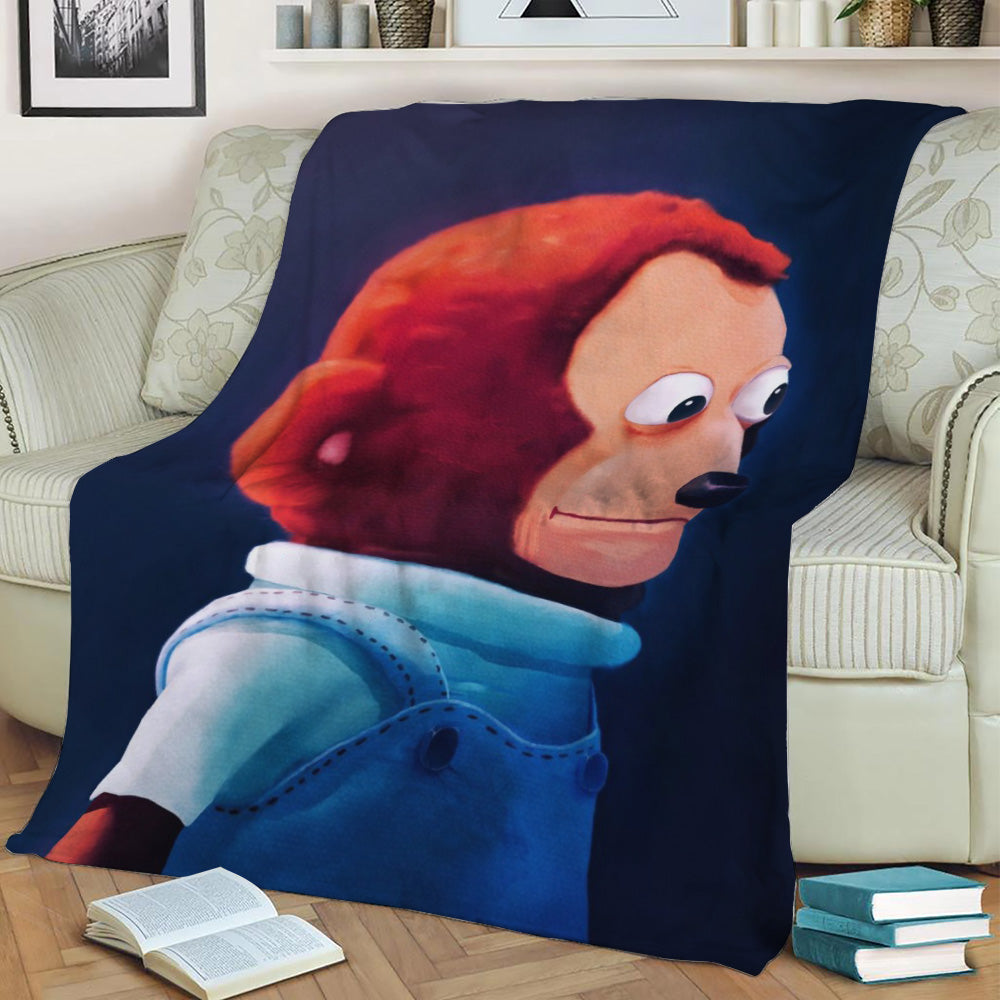 Monkey Puppet Meme 2 Fleece Throw Blanket