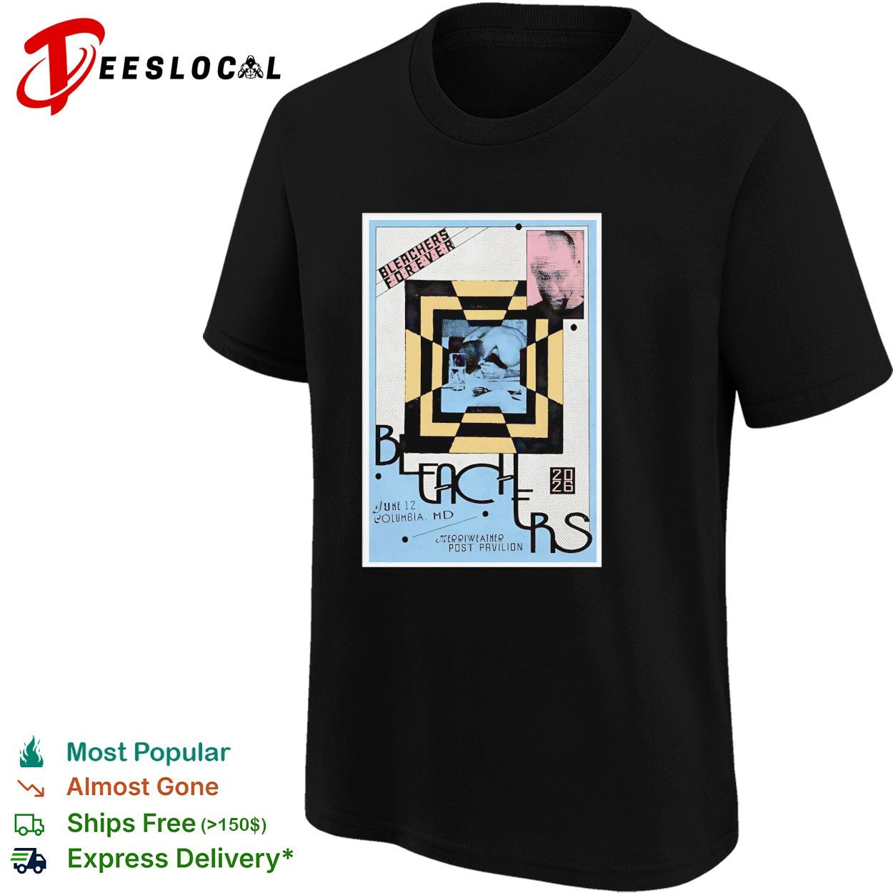 Moody portrait Columbia MD Merriweather Post Pavilion June 2026 concert framed poster art shirt