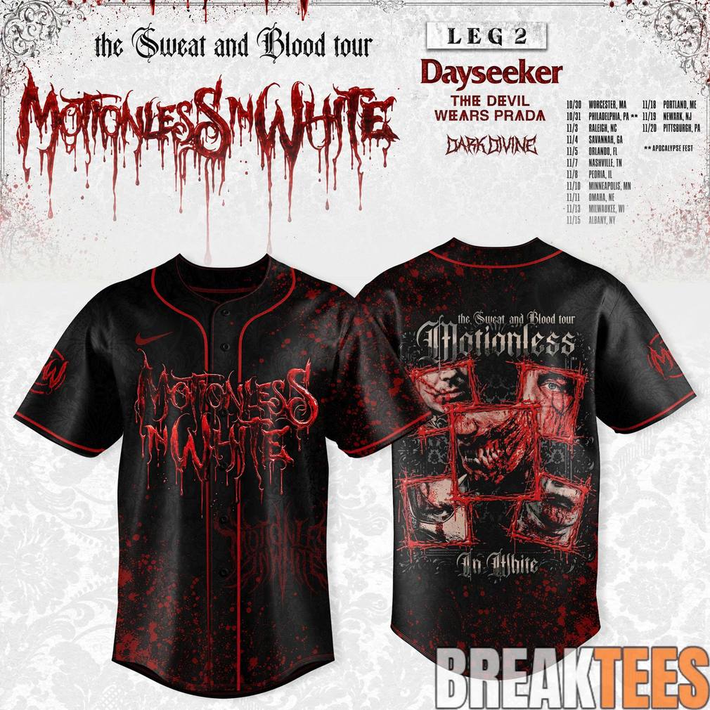 Motionless In White Leg 2 of The Sweat And Blood Tour 2026 Baseball Jersey