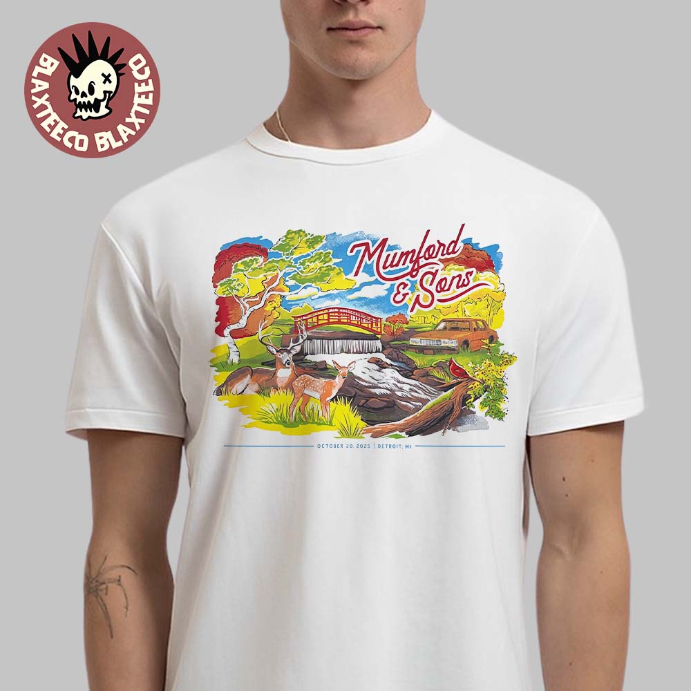 Mumford And Sons Detroit Michigan 2025 Poster At Motor City On October 20 2025 T-Shirt