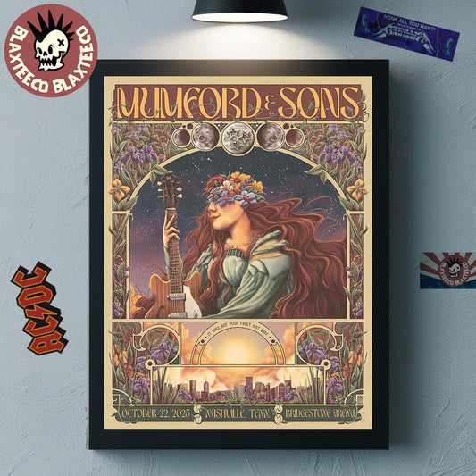 Mumford And Sons Nashville Tennessee 2025 Venue Poster At Bridgestone Arena On October 22 2025 Home Decor Poster Canvas
