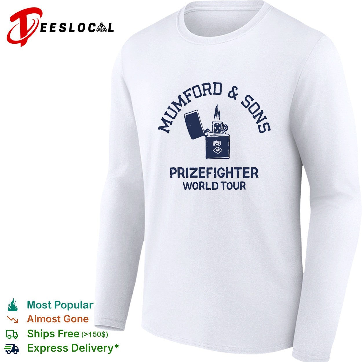 Mumford and Sons Prizefighter World Tour Zippo Lighter Logo Band Concert shirt