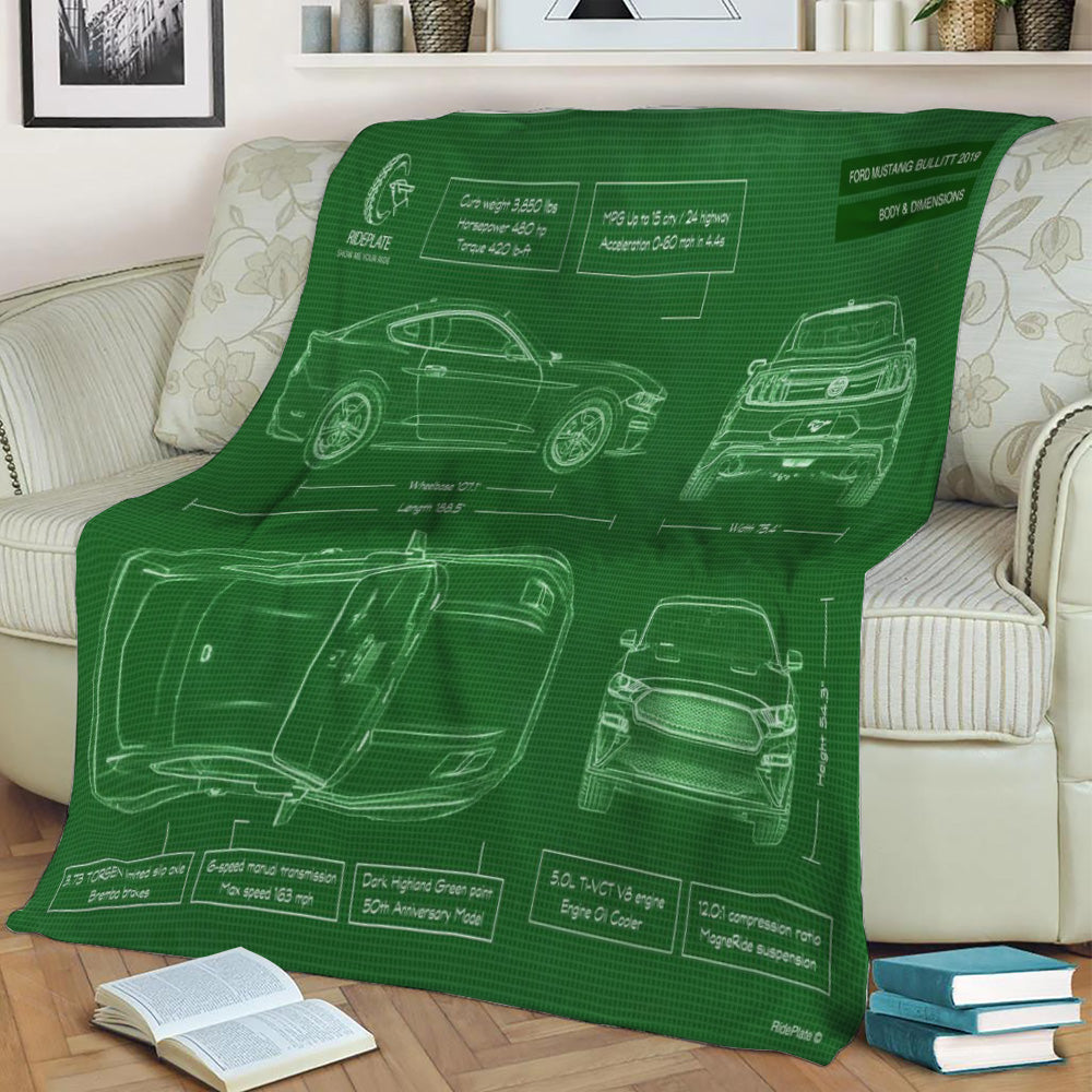 Mustang Bullitt 2019 Fleece Throw Blanket
