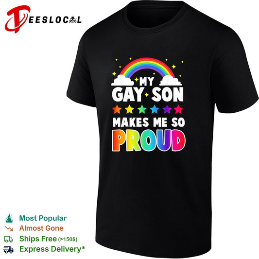 My gay son makes me so proud rainbow stars clouds LGBT pride support shirt