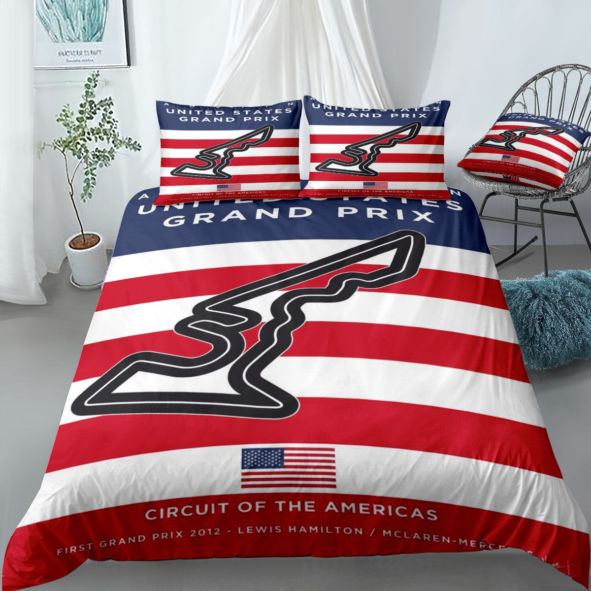 My F1 AUSTIN Race Track Bedding Set (Duvet Cover & Pillow Shams)
