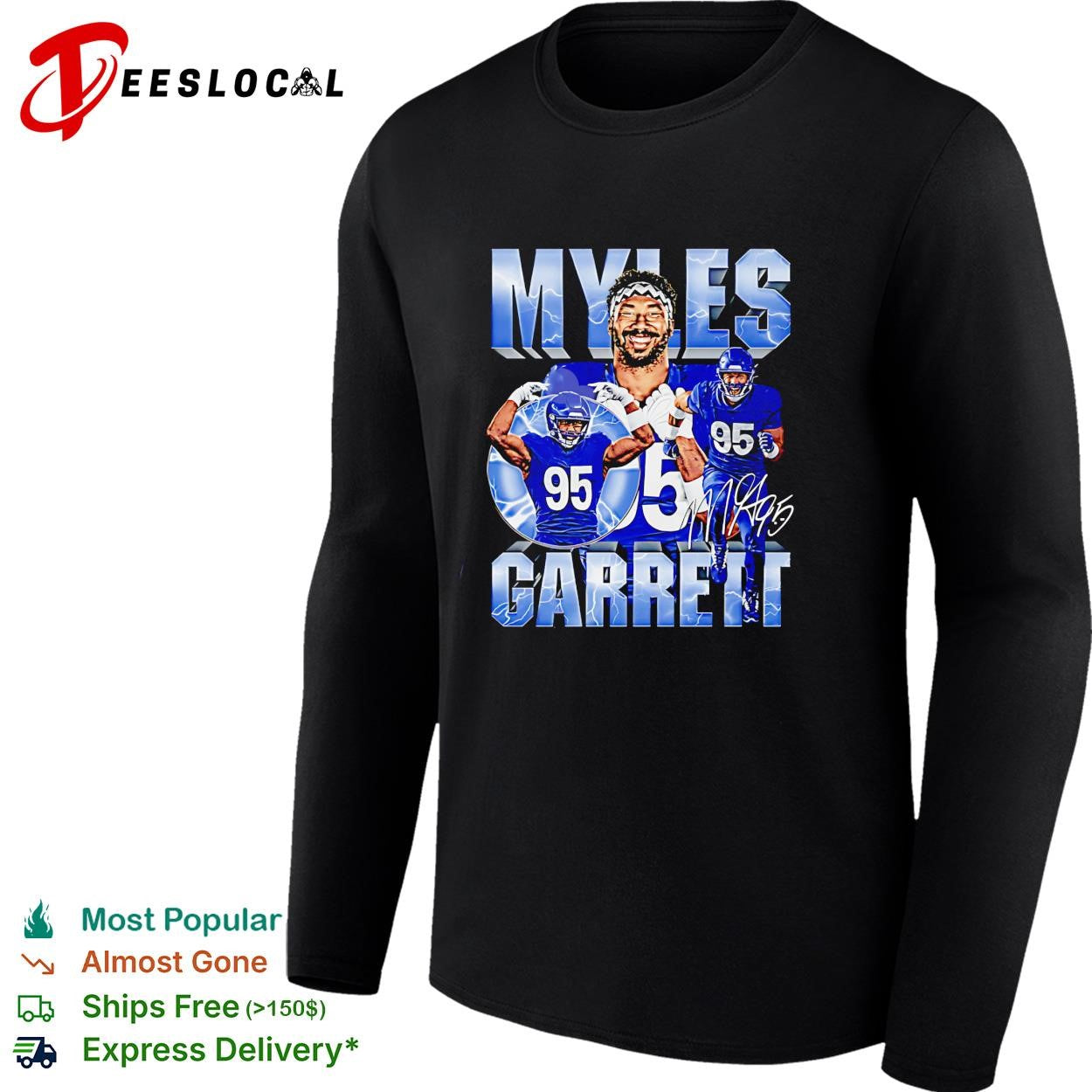 Myles Garrett 95 Cleveland Browns NFL defensive caricature graphic shirt
