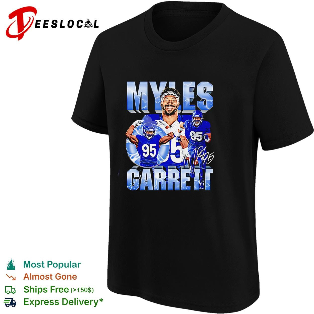 Myles Garrett 95 Cleveland Browns NFL defensive caricature graphic shirt