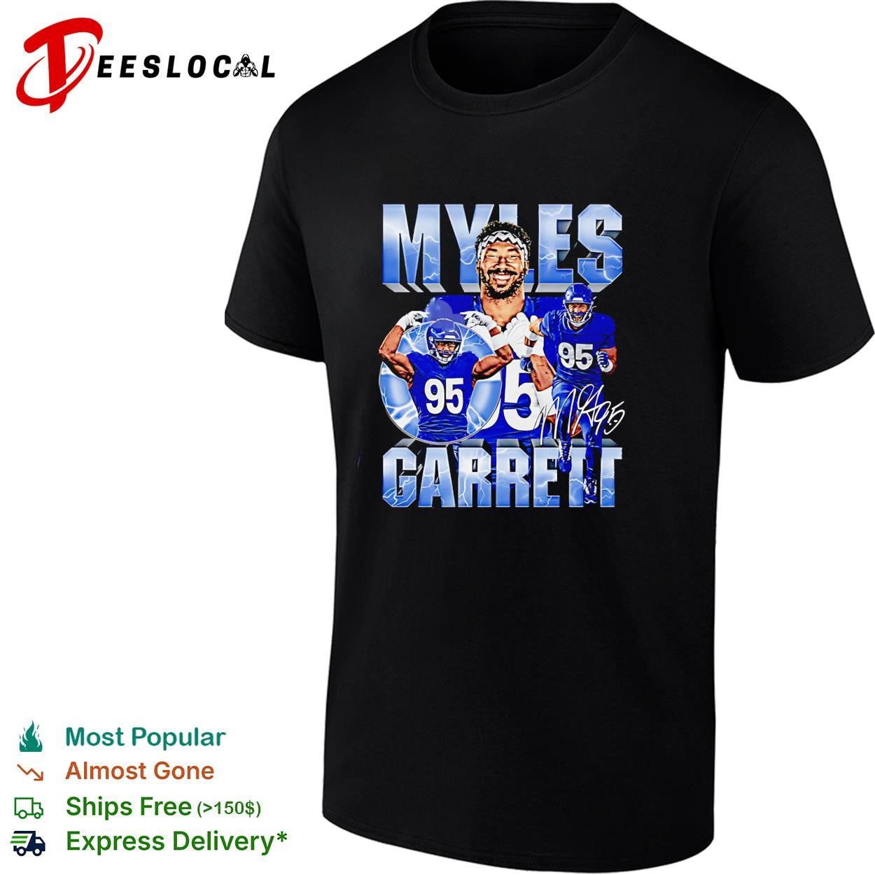 Myles Garrett 95 Cleveland Browns NFL defensive caricature graphic shirt