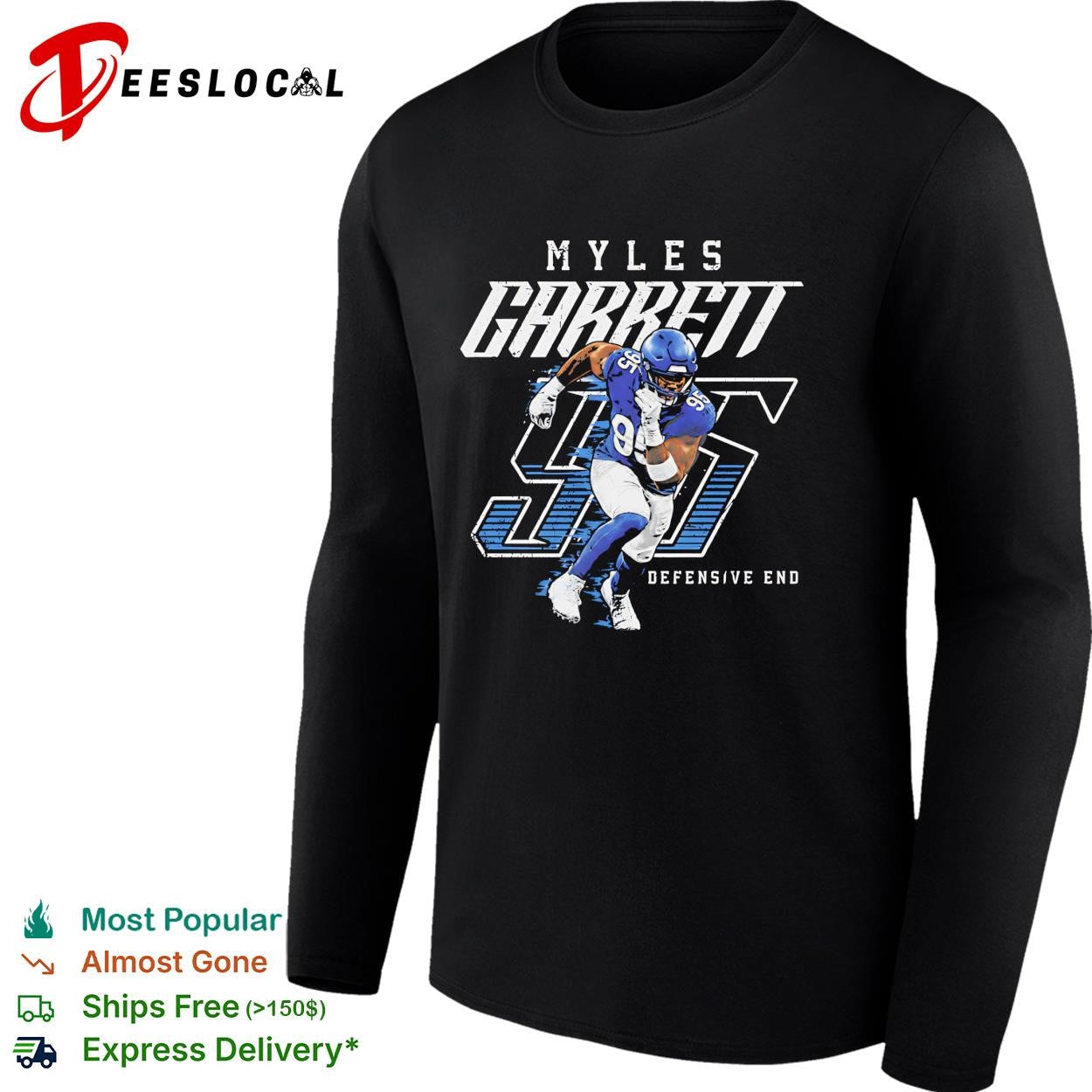 Myles Garrett 95 Cleveland Browns defensive end NFL sack graphic shirt