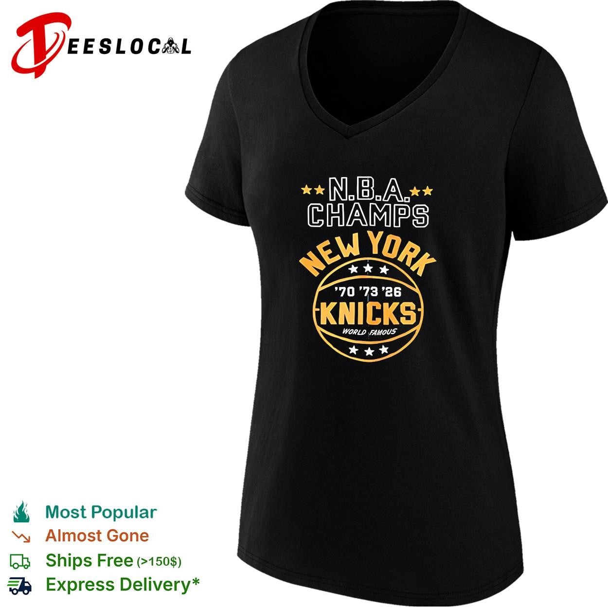 NBA champs New York Knicks 70 73 26 world famous circle badge graphic shirt