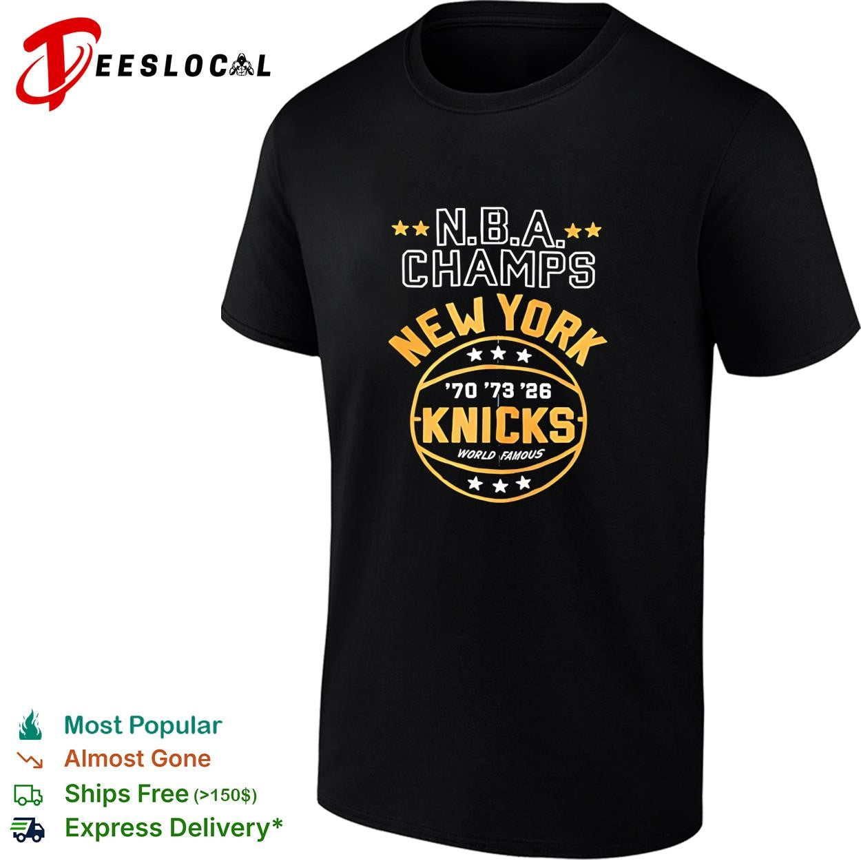 NBA champs New York Knicks 70 73 26 world famous circle badge graphic shirt