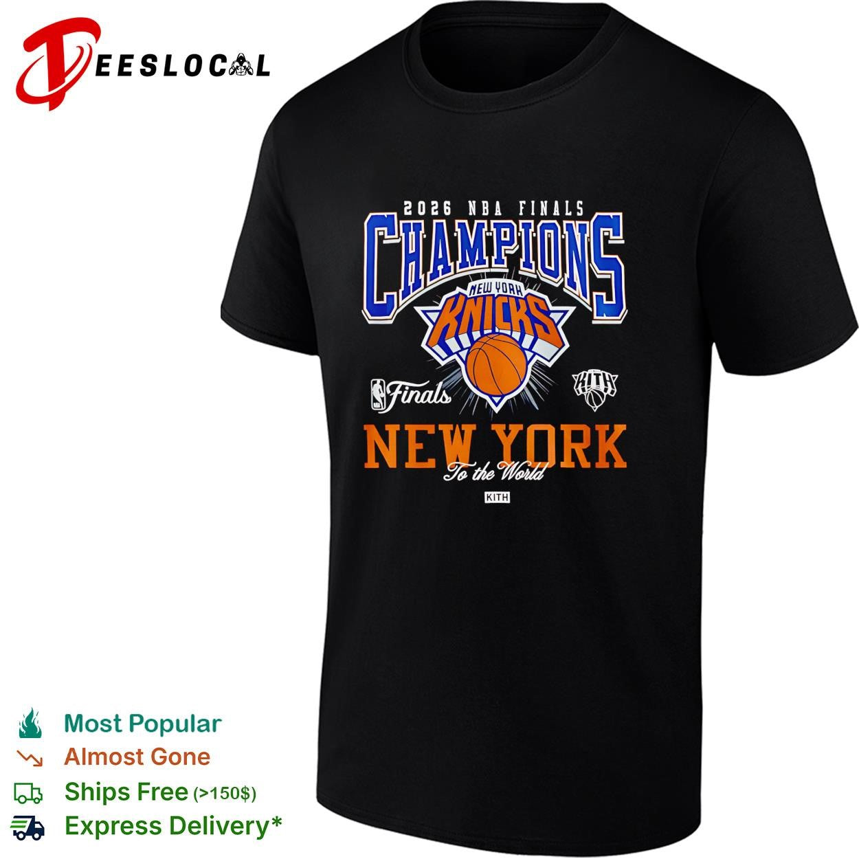 NBA finals champions New York Knicks 2026 crest badge bold basketball shirt