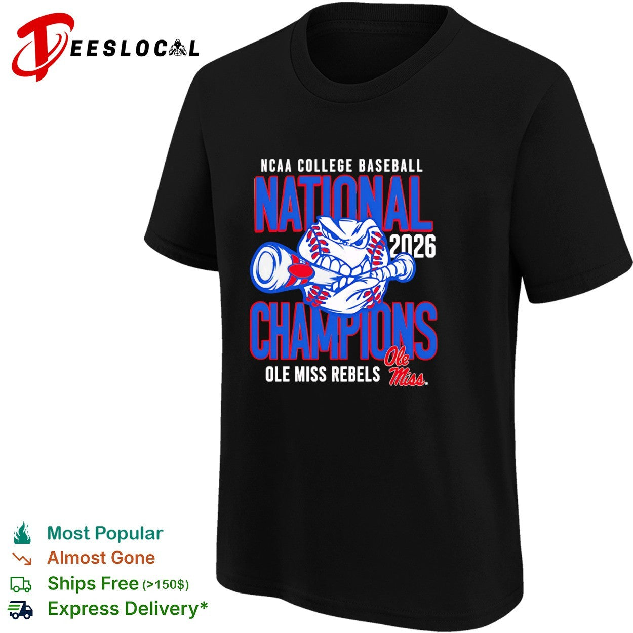NCAA College Baseball National Champions 2026 Ole Miss Rebels shirt