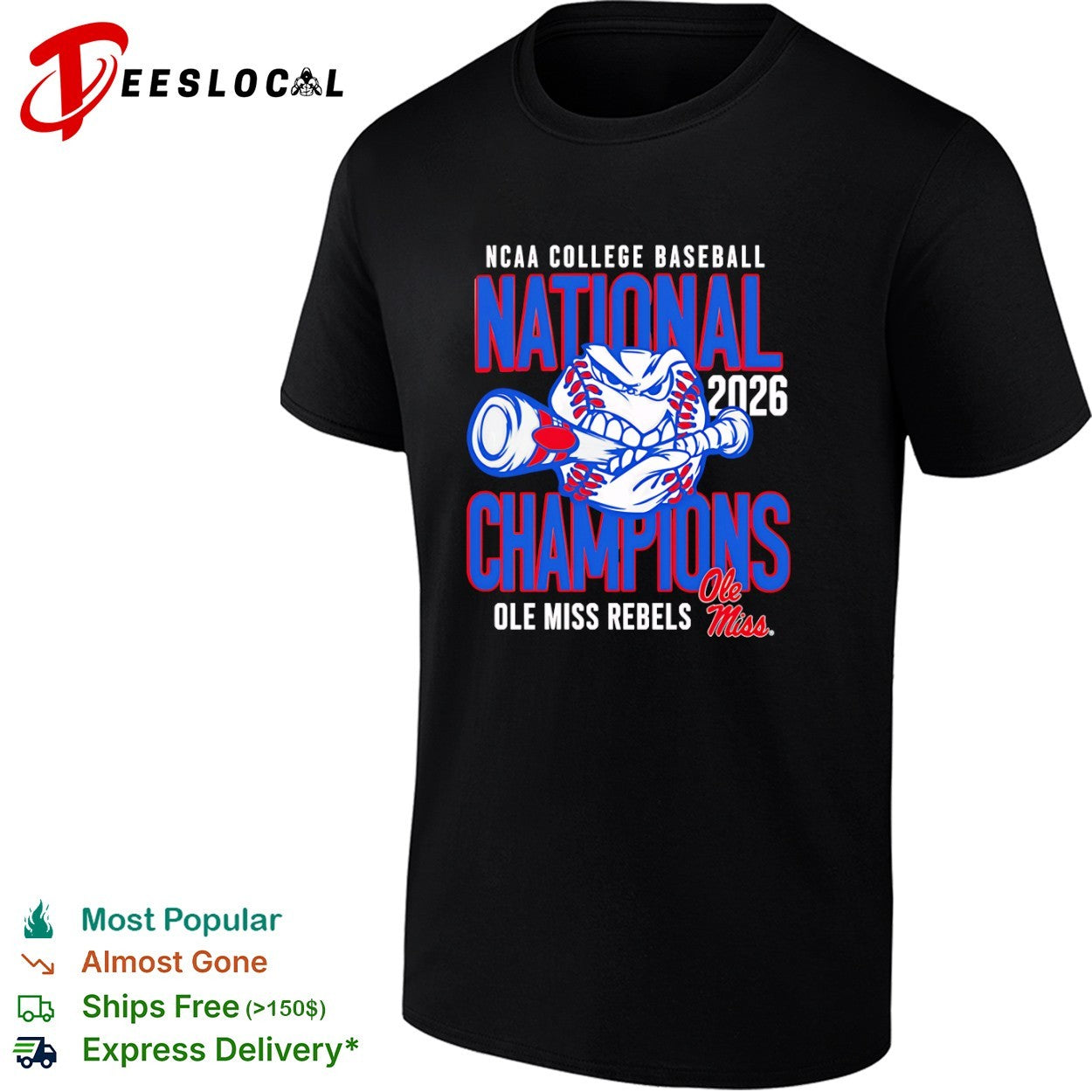 NCAA College Baseball National Champions 2026 Ole Miss Rebels shirt