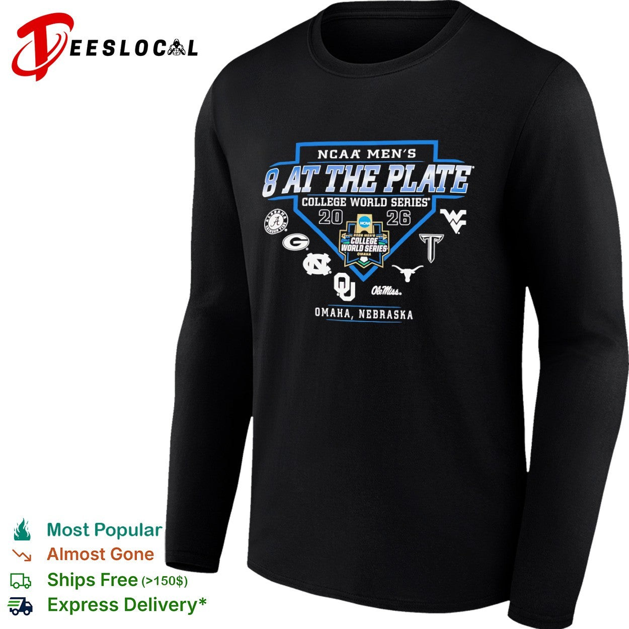 NCAA Men’s College World Series 2026 8 at the plate Omaha Nebraska shirt