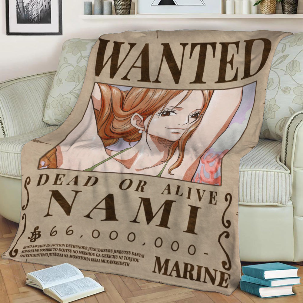 Nami Bounty Wanted Poster Fleece Throw Blanket