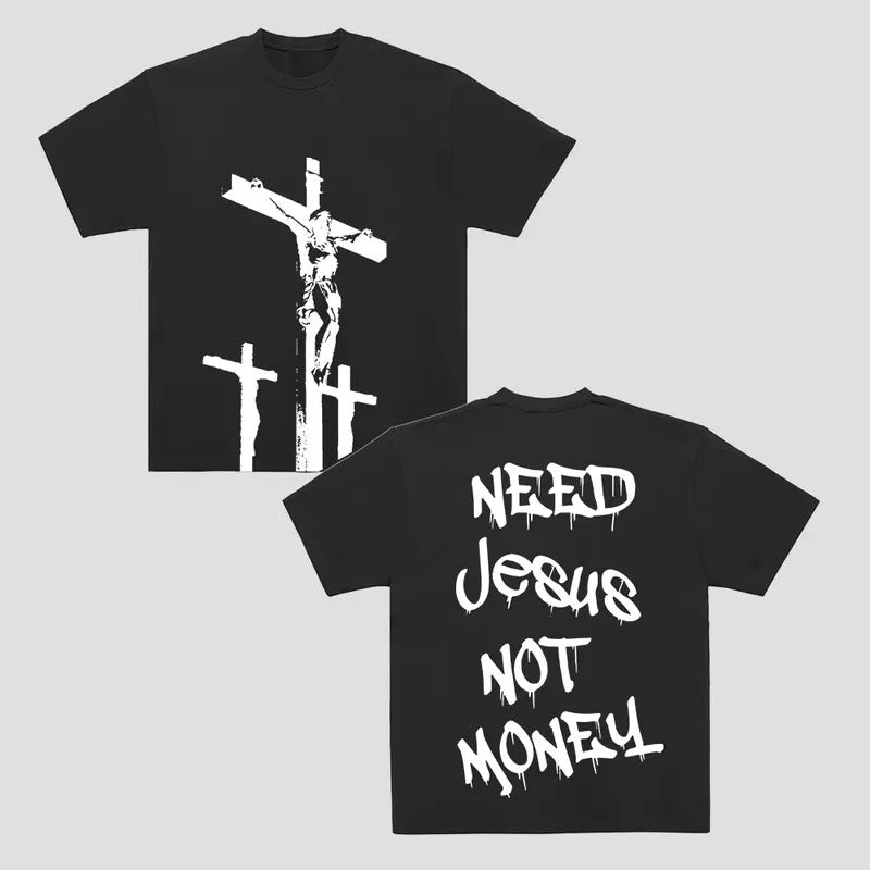 Need Jesus Not Money Casual Cotton Short Sleeve Streetwear Menswear Top Polyester Tropical 2024 Shirt T-Shirts