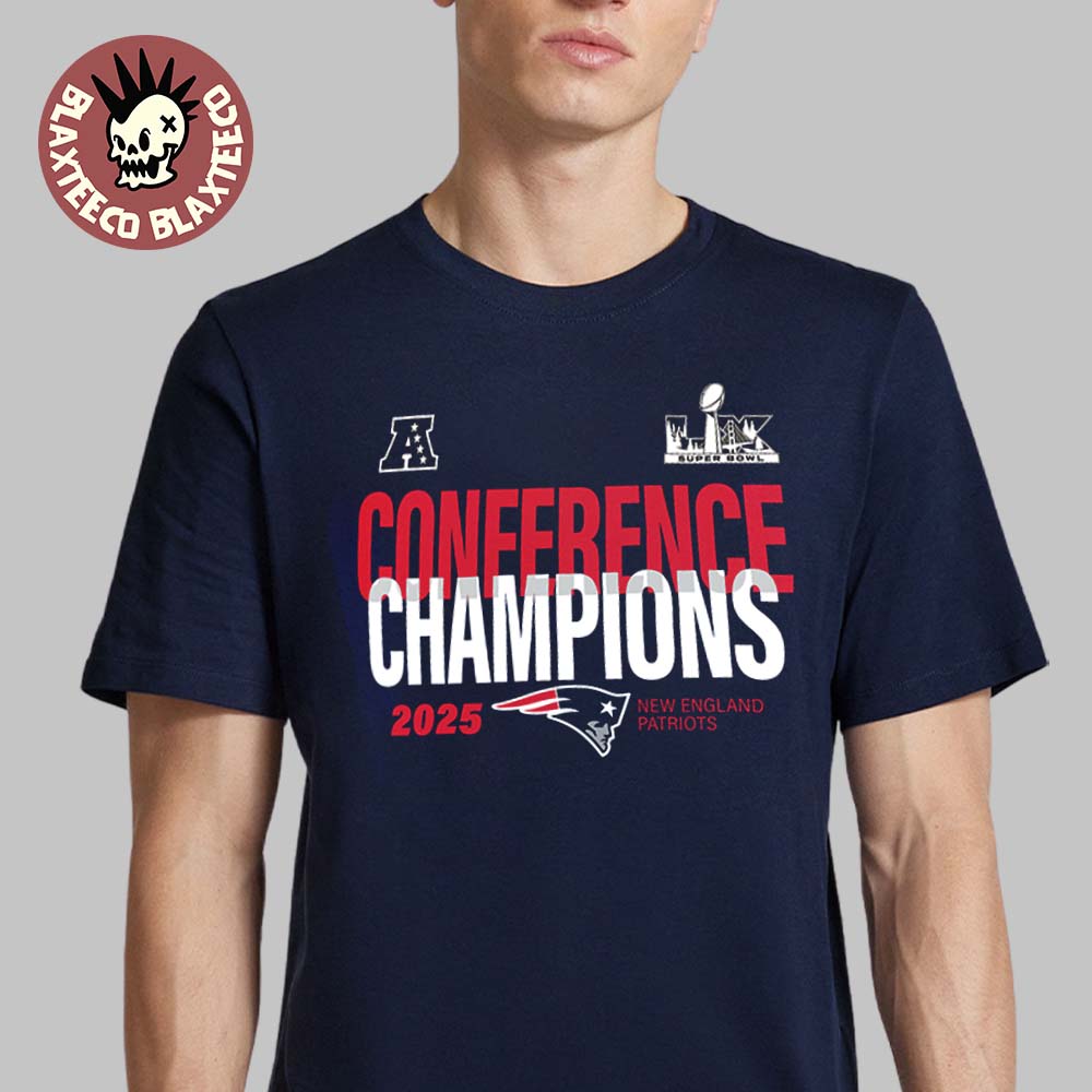 New England Patriots Fanatics 2025 AFC Conference Champions Big And Tall Right Side Draw Navy T-Shirt