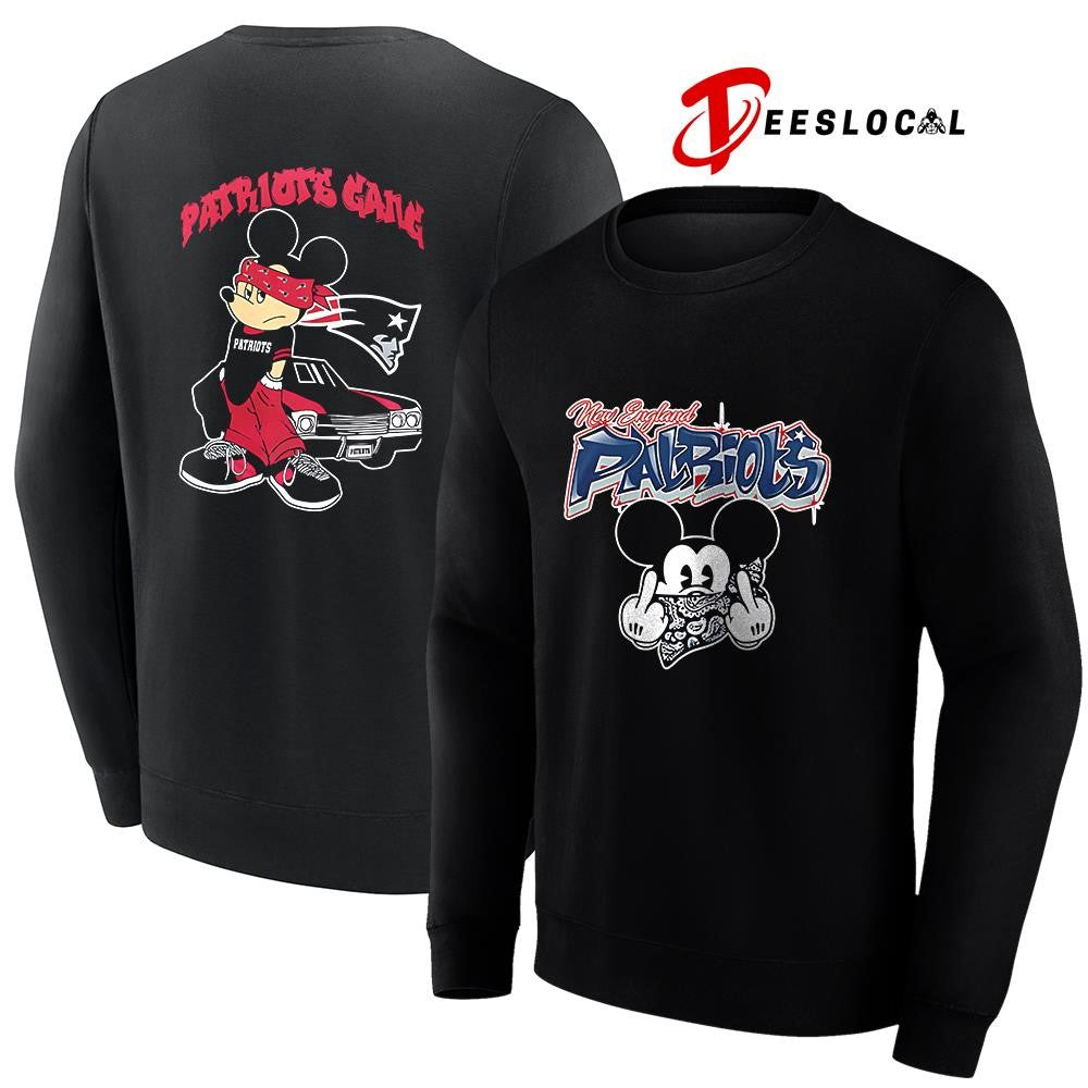 New England Patriots x Gangsta Mickey Mouse middle finger shirt