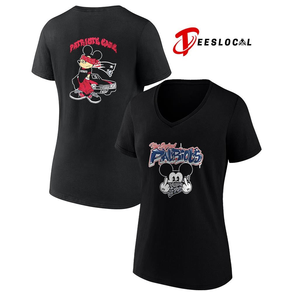New England Patriots x Gangsta Mickey Mouse middle finger shirt