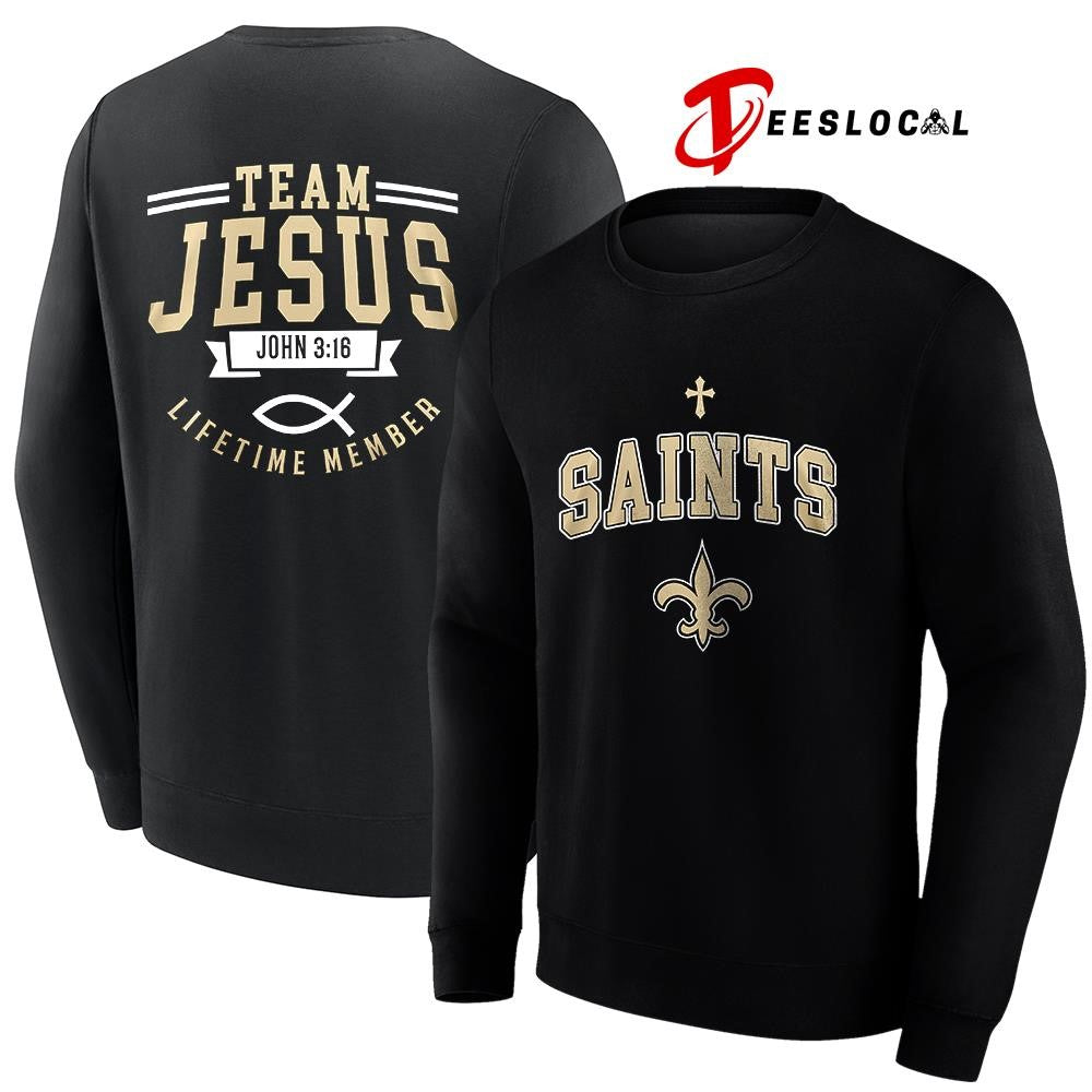 New Orleans Saints x team Jesus lifetime member John 3 16 logo shirt