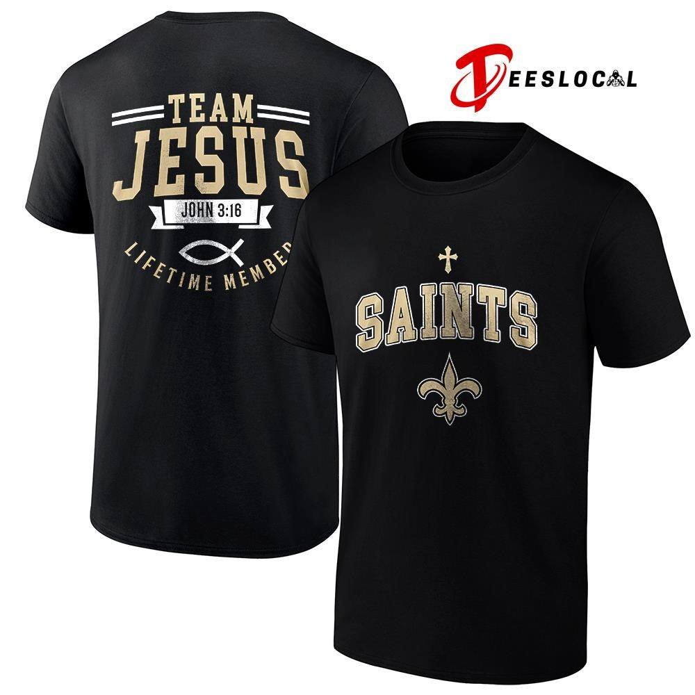 New Orleans Saints x team Jesus lifetime member John 3 16 logo shirt