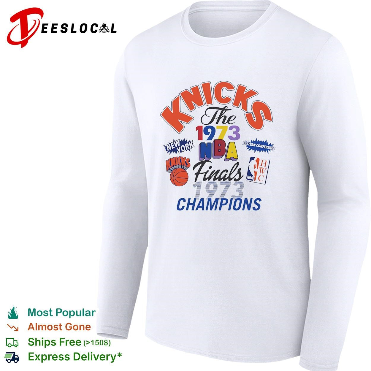 New York Knicks 1973 NBA finals champions multi badge collage shirt