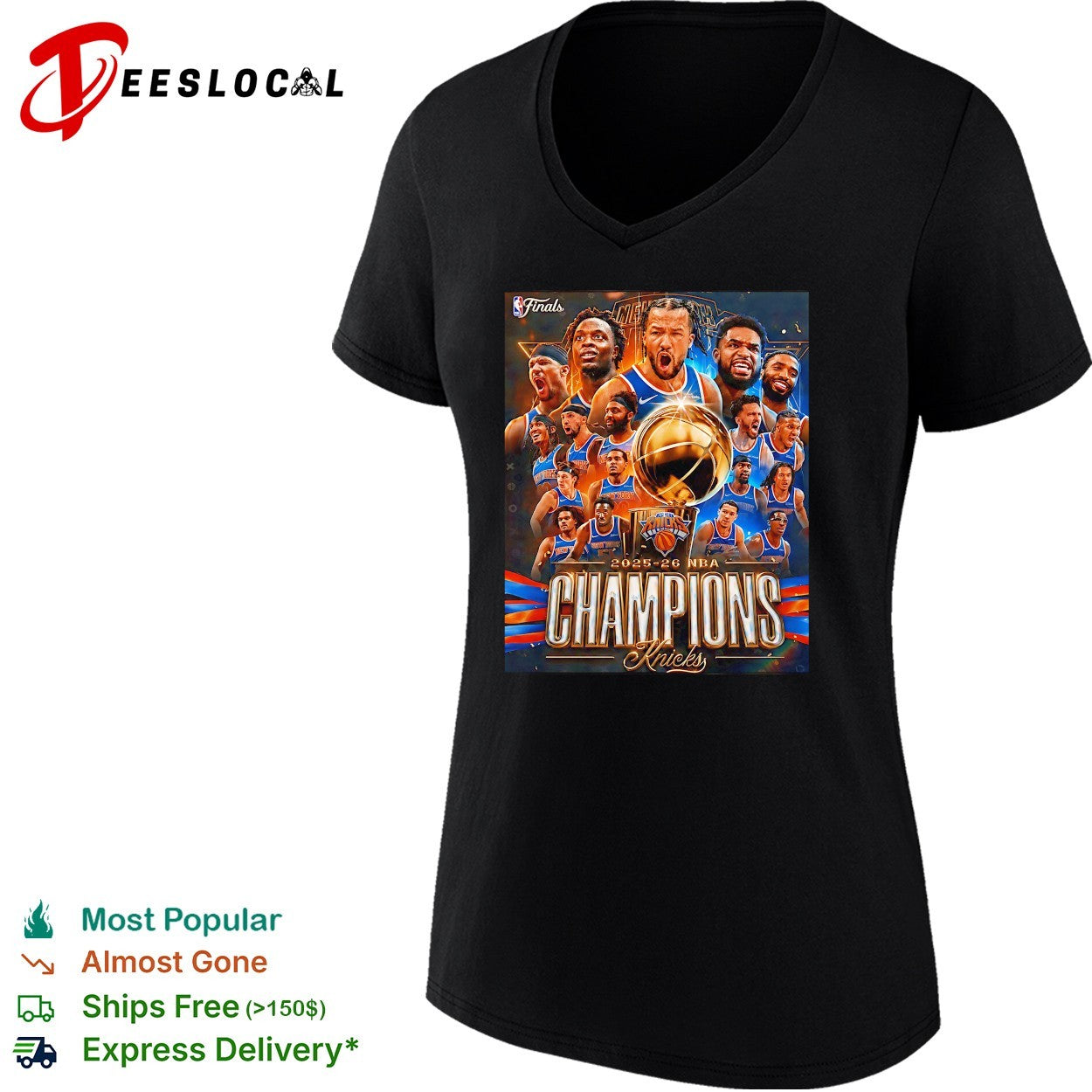 New York Knicks 2025-26 NBA Finals Champions team victory celebration photo collage shirt