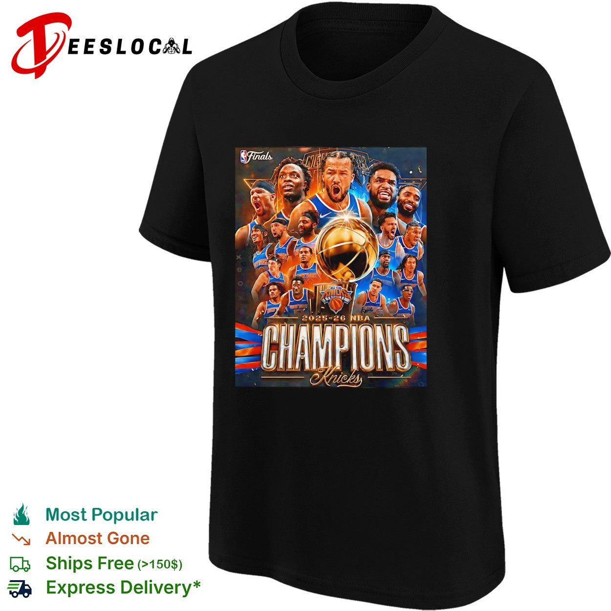 New York Knicks 2025-26 NBA Finals Champions team victory celebration photo collage shirt