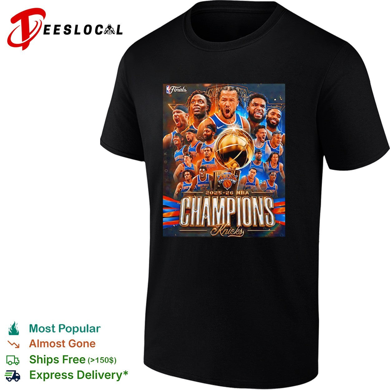 New York Knicks 2025-26 NBA Finals Champions team victory celebration photo collage shirt