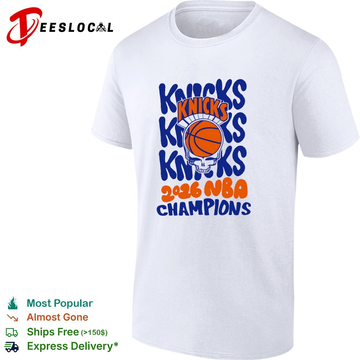 New York Knicks 2026 NBA Champions Grateful Dead Basketball Skull shirt