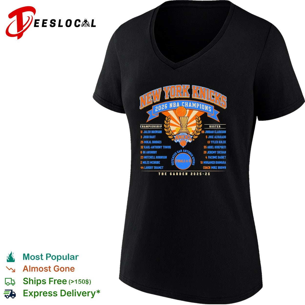 New York Knicks 2026 NBA Champions Jalen Brunson Karl Anthony Towns Roster shirt