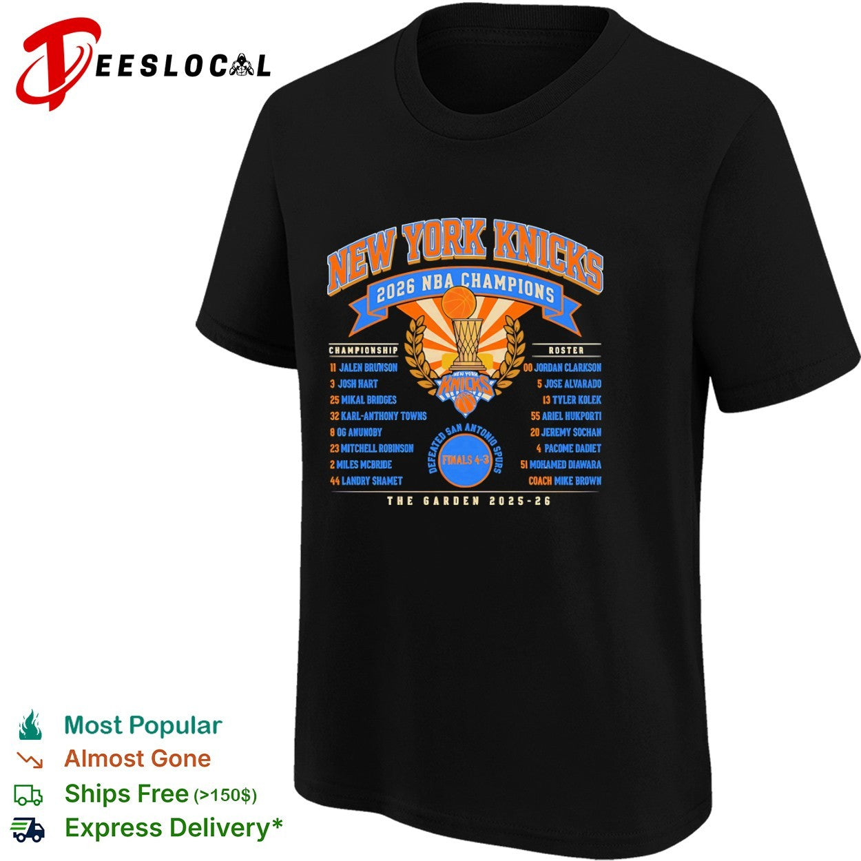 New York Knicks 2026 NBA Champions Jalen Brunson Karl Anthony Towns Roster shirt