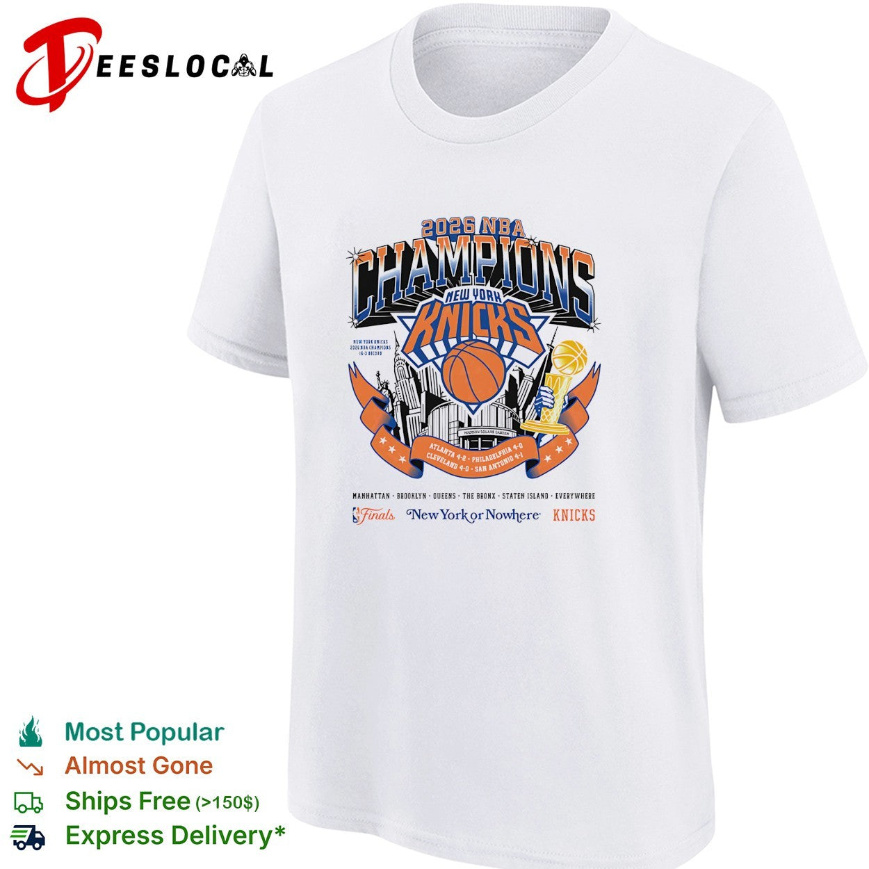 New York Knicks 2026 NBA Champions five boroughs Manhattan Brooklyn Queens Bronx celebration shirt