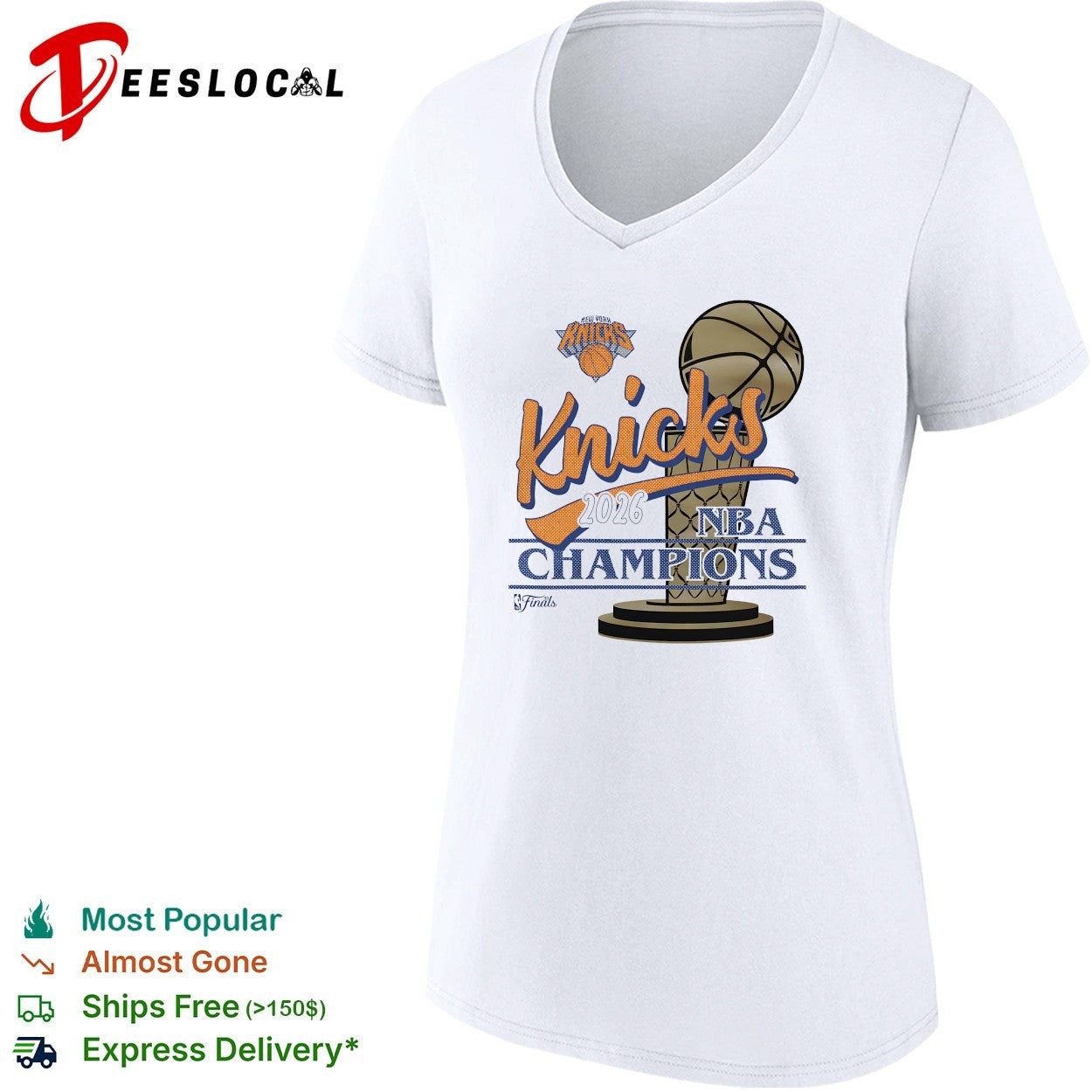 New York Knicks 2026 NBA Champions script trophy pedestal art shirt