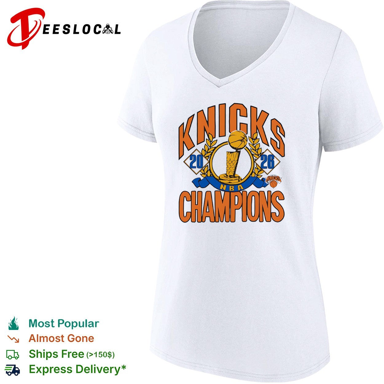 New York Knicks 2026 NBA Champions trophy basketball shirt
