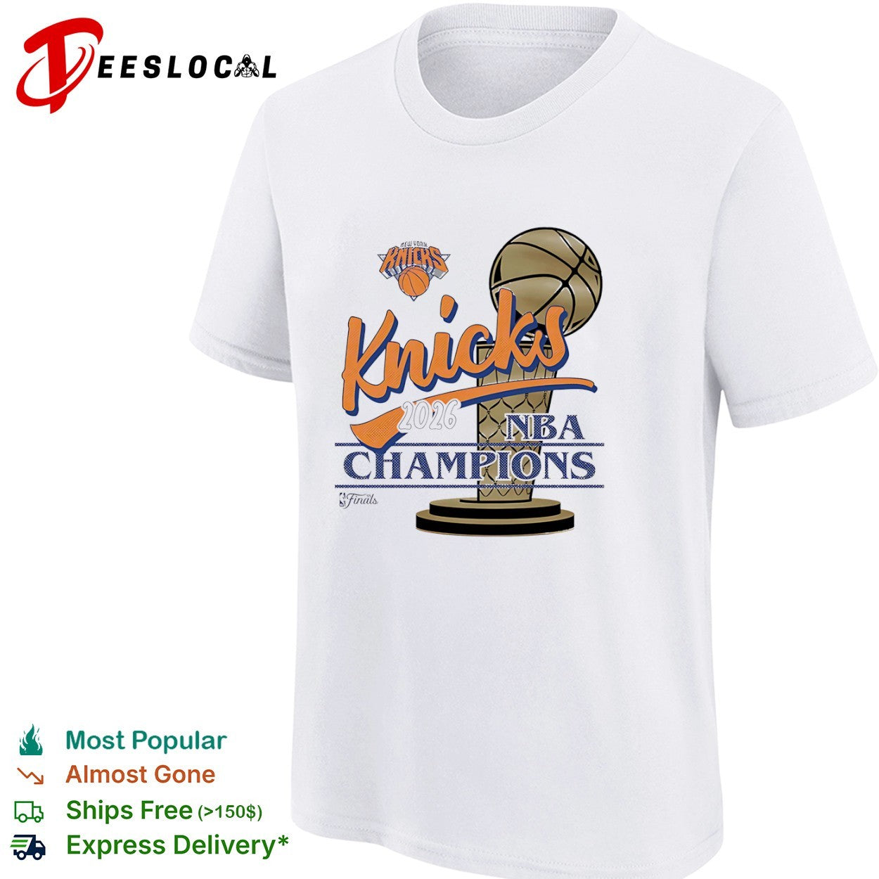 New York Knicks 2026 NBA Champions trophy celebration shirt
