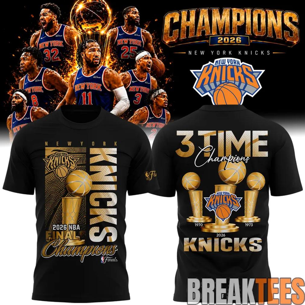 New York Knicks 2026 NBA Finals 3 Time Champions Shirt