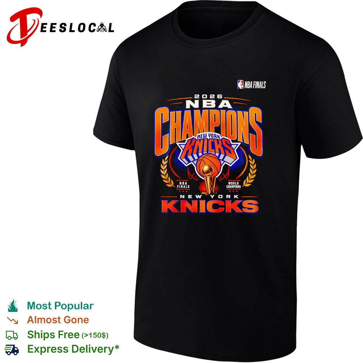New York Knicks 2026 NBA champions NBA finals world champions trophy laurel wreath shirt
