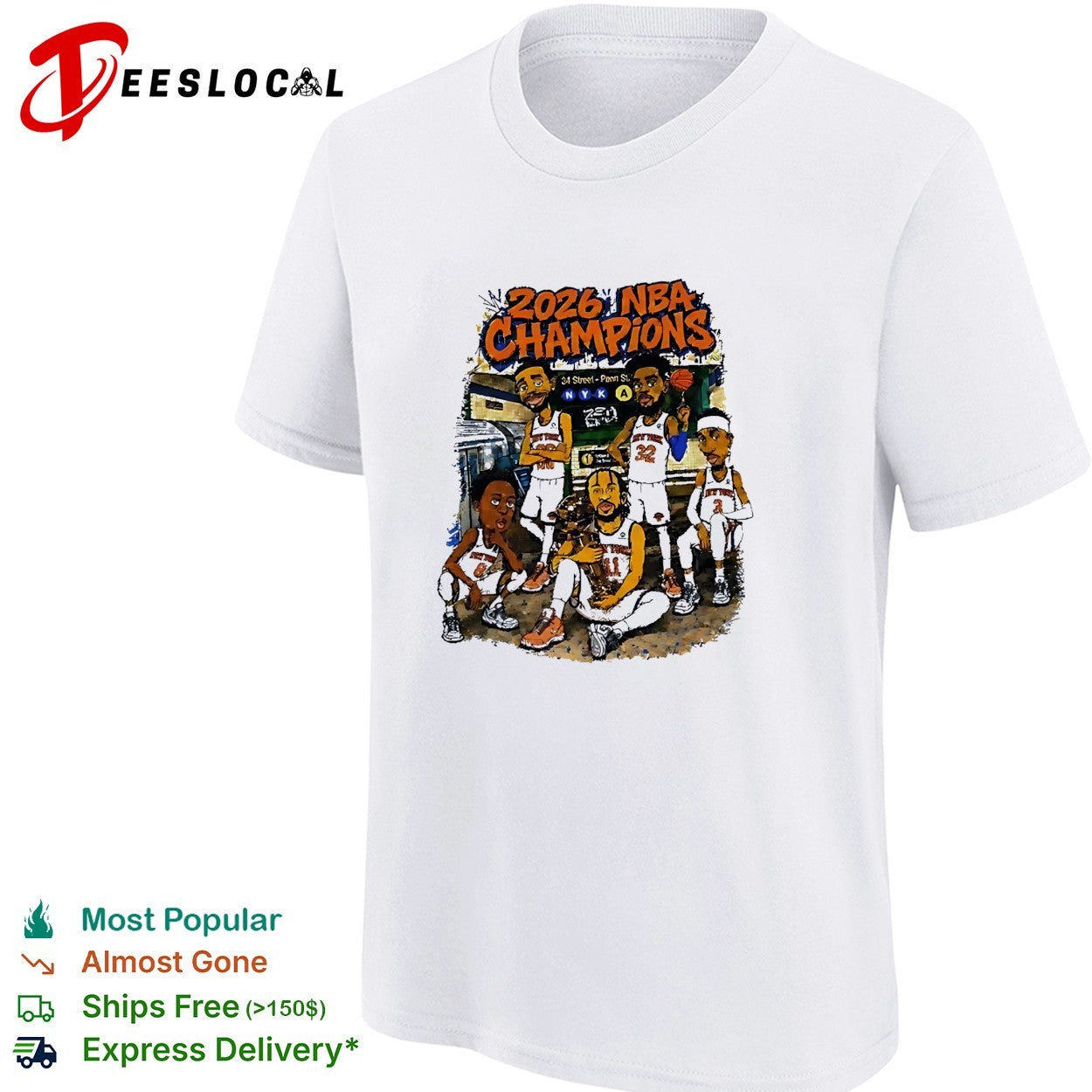 New York Knicks 2026 NBA champions cartoon team shirt
