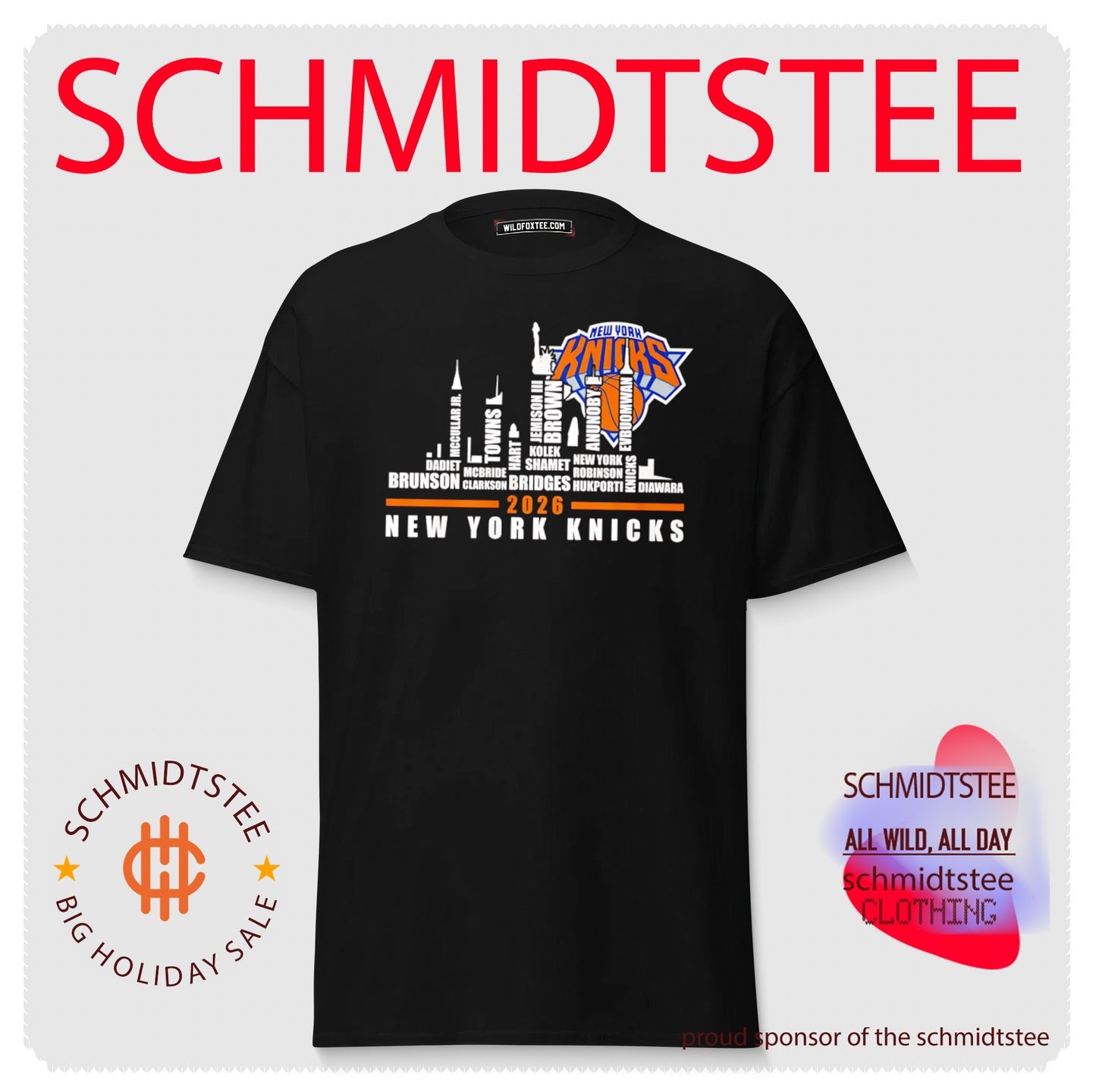 New York Knicks 2026 player name roster skyline shirt