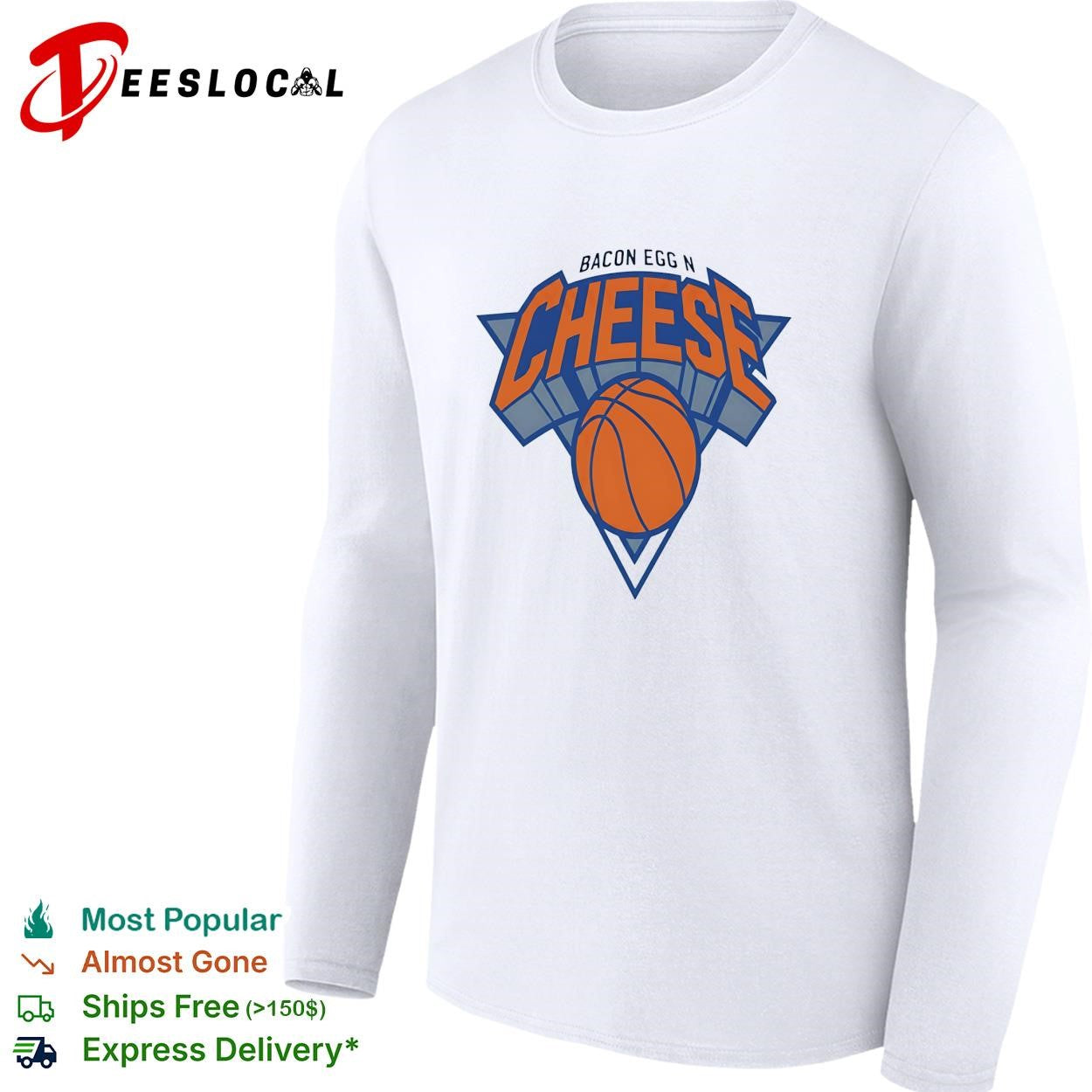 New York Knicks Bacon egg n cheese logo parody humor shirt