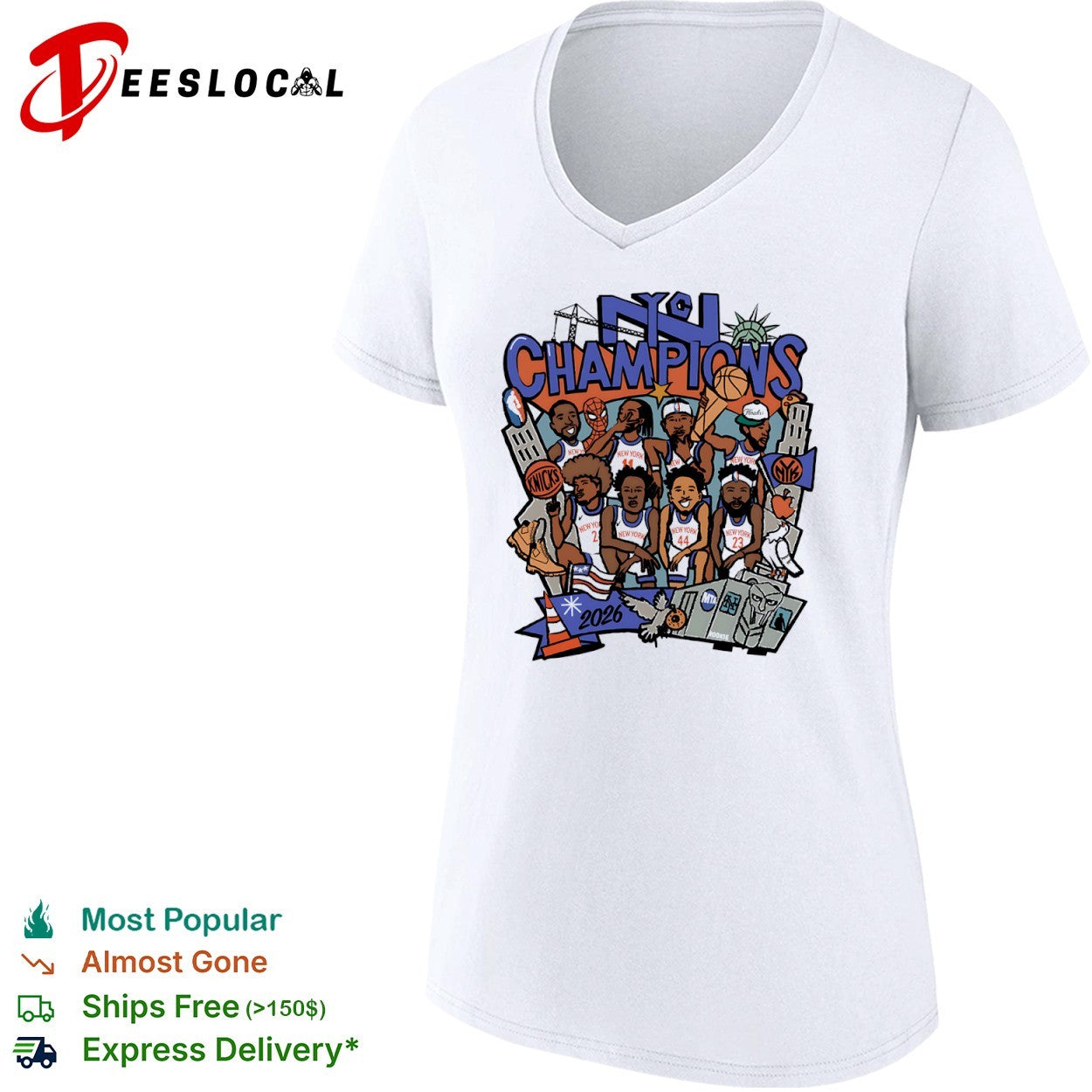 New York Knicks Champions 2026 NBA caricature shirt