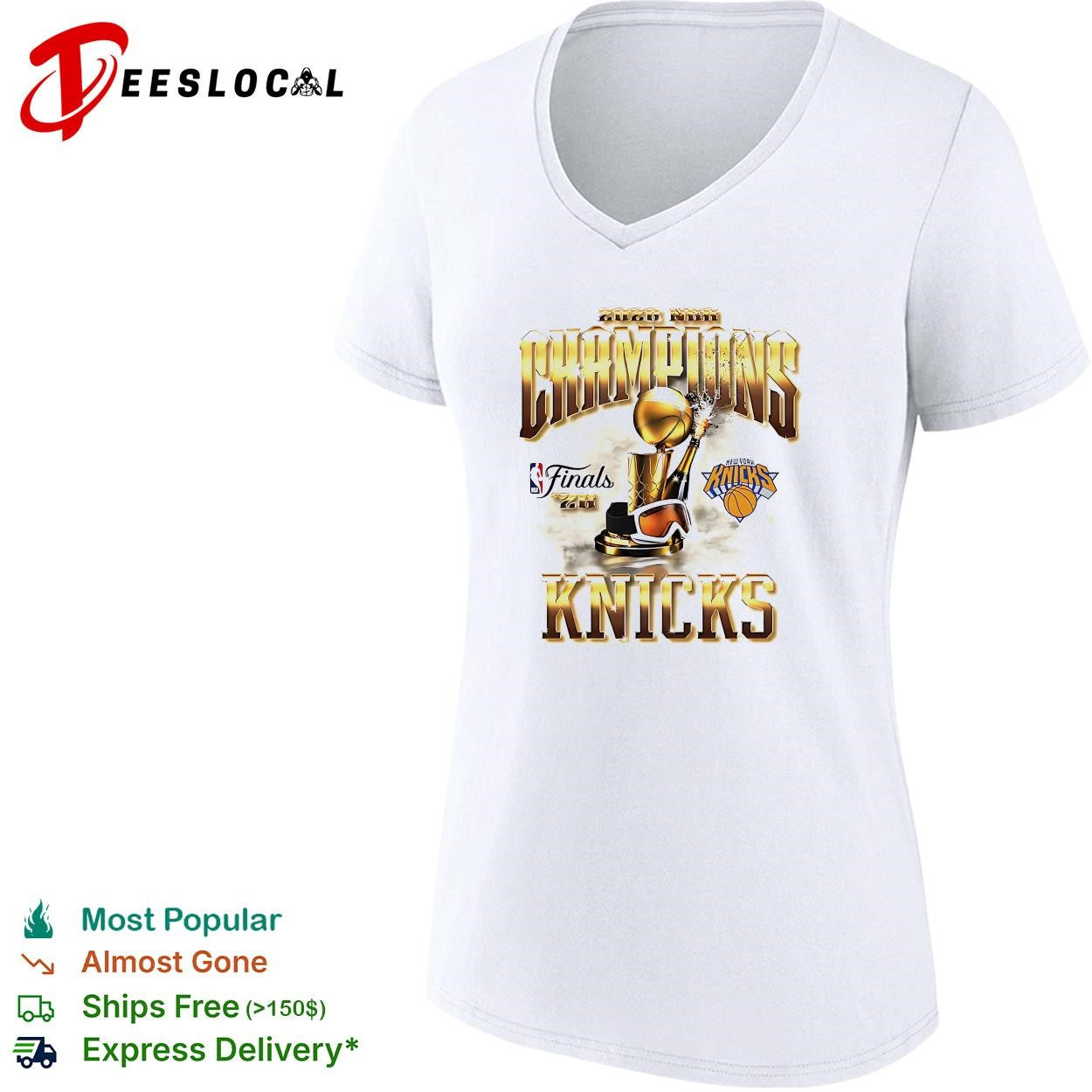 New York Knicks Champions trophy basketball finals ribbon bold poster shirt