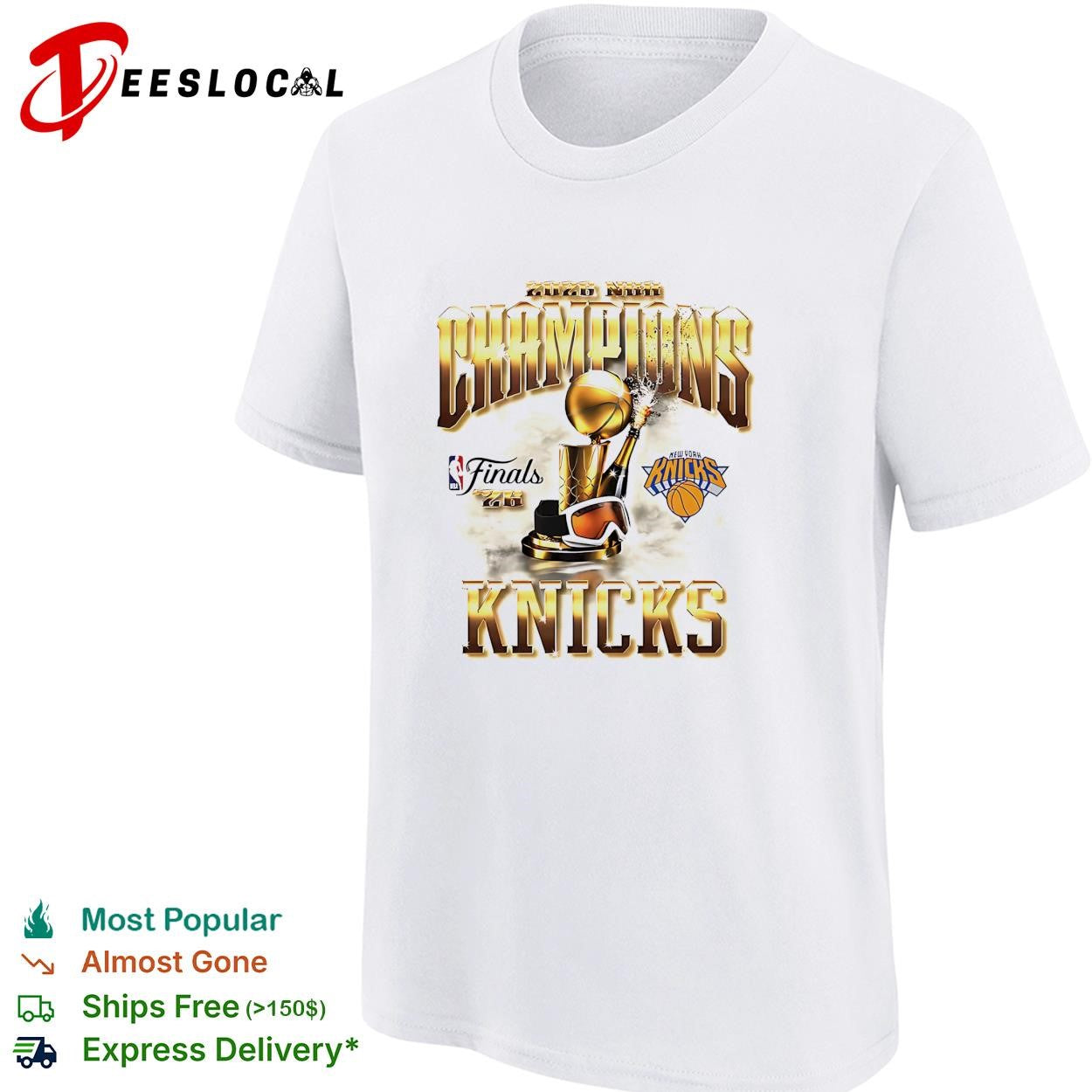 New York Knicks Champions trophy basketball finals ribbon bold poster shirt